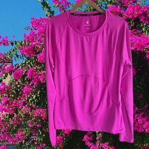 New! Active Stylish! SPYDER Performance Top Orchid Pink  Thumbholes Side Zip